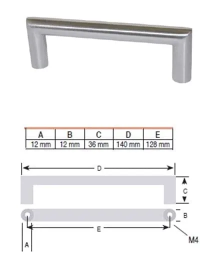 Greep RVS look 128 mm