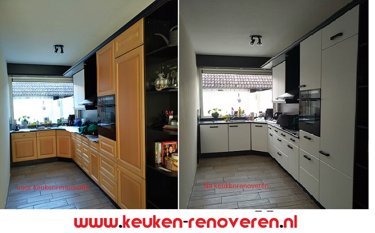 Keukenrenovatie Voorbeeld voor en na Keuken renovatie