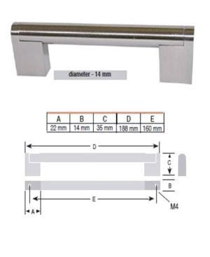 Greep RVS Look 160 mm